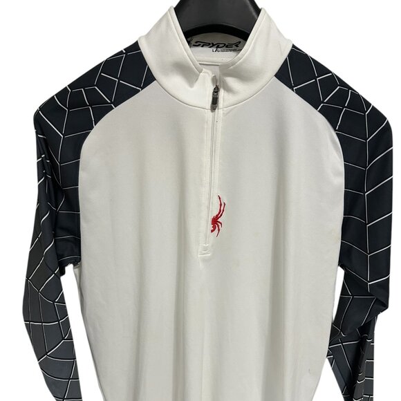Spyder Men's Size Large Pullover Sweater Half Zip Unique Black White - Picture 1 of 6